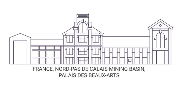 프랑스 Nordpas Calais Mining Basin Palais Des Beauxart Travel Landmark — 스톡 벡터
