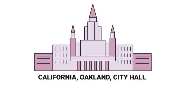 Vereinigte Staaten Kalifornien Oakland City Hall Reise Meilenstein Linie Vektor — Stockvektor