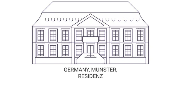 Allemagne Munster Residenz Travel Illustration Vectorielle Ligne — Image vectorielle