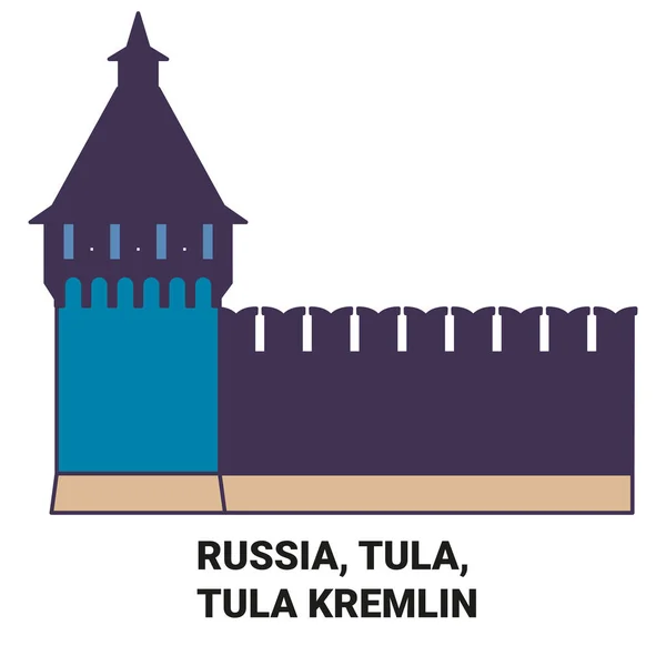 stock vector Russia, Tula, Tula Kremlin travel landmark line vector illustration