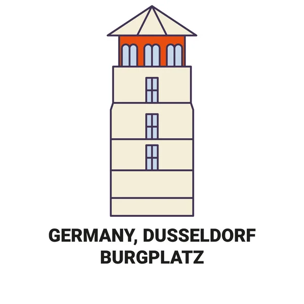 Germania Dusseldorfburgplatz Viaggi Punto Riferimento Linea Vettoriale Illustrazione — Vettoriale Stock