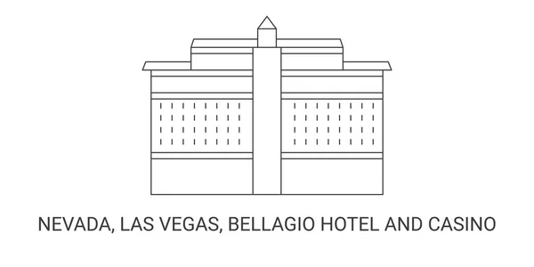 United States Nevada Las Vegas Bellagio Hotel Casino Travel Landmark — стоковый вектор