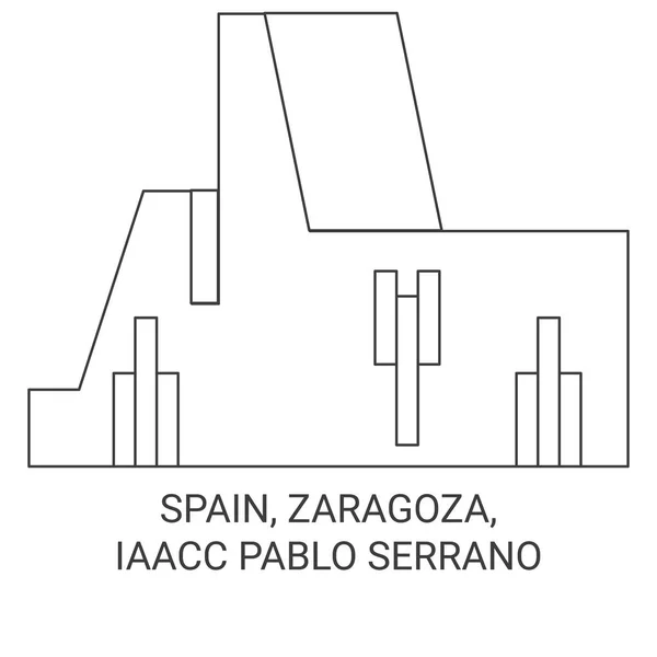 España Zaragoza Iaacc Pablo Serrano Recorrido Hito Línea Vector Ilustración — Archivo Imágenes Vectoriales