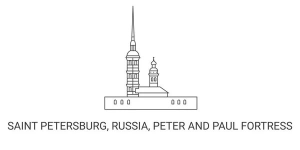 Russland Sankt Petersburg Peter Und Paul Festung Reise Meilenstein Linienvektorillustration — Stockvektor
