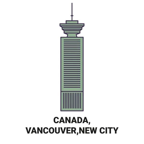 Canada Vancouver New City Viaggi Punto Riferimento Linea Vettoriale Illustrazione — Vettoriale Stock