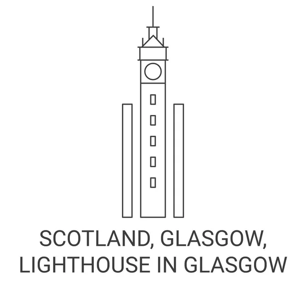 Schottland Glasgow Leuchtturm Glasgow Reise Meilenstein Linienvektorillustration — Stockvektor
