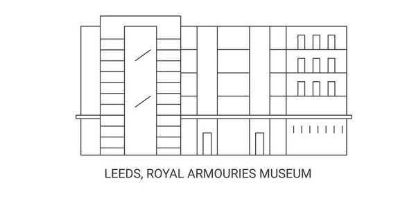 Leeds Royal Armouries Museum Viagem Marco Linha Vetor Ilustração —  Vetores de Stock
