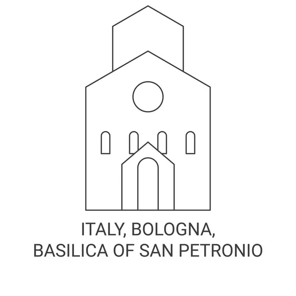 Italie Bologne Basilique San Petronio Illustration Vectorielle Ligne Voyage — Image vectorielle