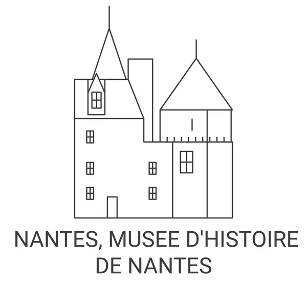France Nantes Musee Dhistoire Nantes Travel Landmark Line Vector Illustration — Stock Vector