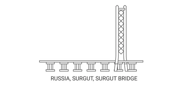 Rusya Surgut Surgut Köprüsü Seyahat Çizgisi Vektör Çizimi — Stok Vektör