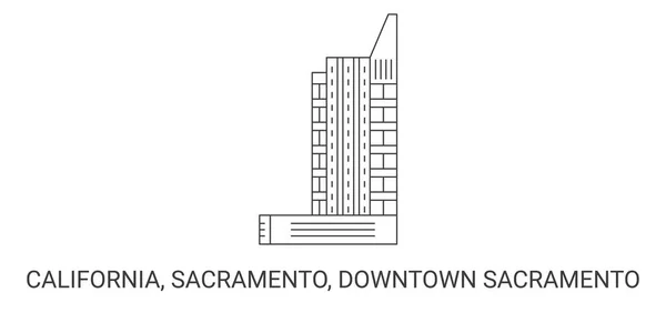 États Unis Californie Sacramento Centre Ville Sacramento Illustration Vectorielle Ligne — Image vectorielle
