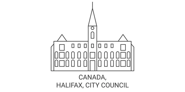 Kanada Halifax Stadsfullmäktige Resa Landmärke Linje Vektor Illustration — Stock vektor