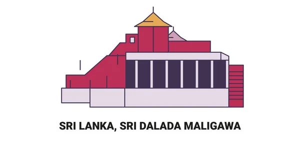 Шри Ланка Шри Далада Малигава Векторная Иллюстрация Векторной Линии Путешествия — стоковый вектор