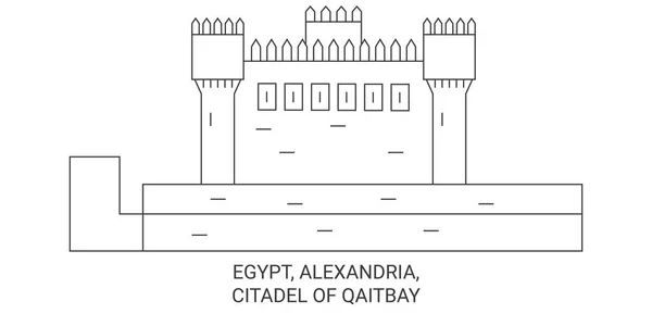 Egypten Alexandria Citadel Qaitbay Resa Landmärke Linje Vektor Illustration — Stock vektor