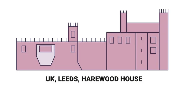 England Leeds Harewood House Resor Landmärke Linje Vektor Illustration — Stock vektor