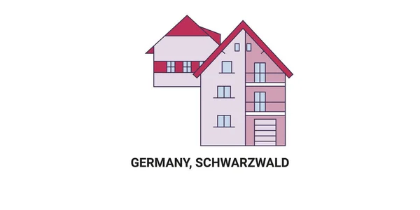 Niemcy Schwarzwald Podróży Punkt Orientacyjny Linia Wektor Ilustracja — Wektor stockowy