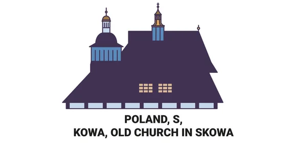 Pologne Sekowa Vieille Église Voyage Illustration Vectorielle Ligne Historique — Image vectorielle