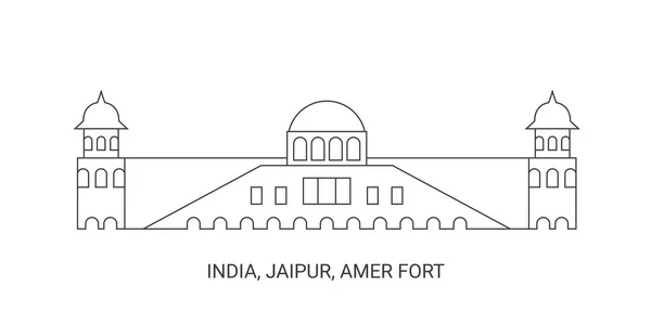 Индия Джайпур Форт Амер Векторная Иллюстрация — стоковый вектор