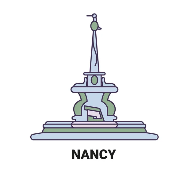Frankreich Nancy Reise Meilenstein Linie Vektor Illustration — Stockvektor