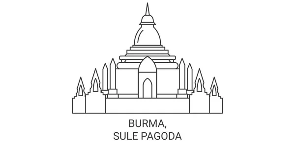 Бирма Суле Пагода Векторная Иллюстрация — стоковый вектор