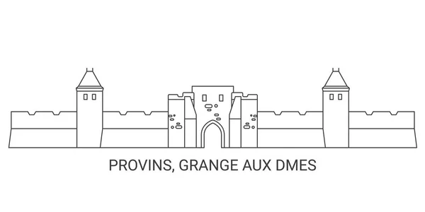 Fransa Provins Grange Aux Mes Seyahat Çizgisi Çizelgesi Çizimi — Stok Vektör
