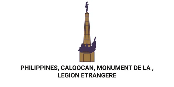 フィリピン Caloocan Monument Region Etrangere旅行ランドマークラインベクトルイラスト — ストックベクタ