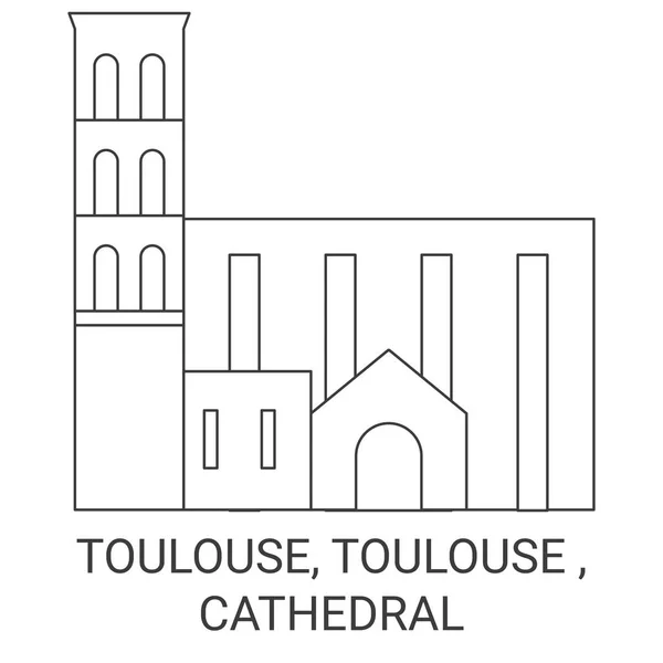 France Toulouse Toulouse Cathedral Travel Landmark Line Vector Illustration — Stock Vector