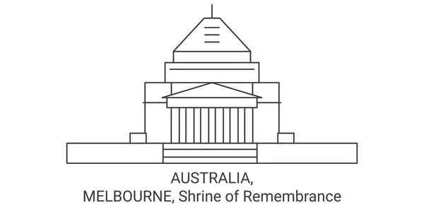 Australia Melbourne Shrine Remembrance Viaje Hito Línea Vector Ilustración — Archivo Imágenes Vectoriales