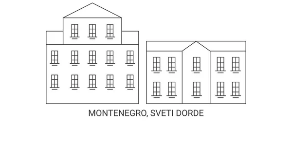 Montenegro Sveti Dorde Viagem Marco Linha Vetor Ilustração — Vetor de Stock