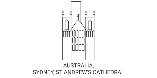 Australia Sydney Andrews Catedral Viaje Hito Línea Vector Ilustración — Archivo Imágenes Vectoriales