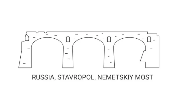 Rusya Stavropol Nemetskiy Most Tarihi Eser Çizgisi Çizimi — Stok Vektör