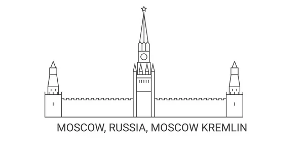 Rusya Moskova Moskova Kremlin Seyahat Çizgisi Vektör Illüstrasyonu — Stok Vektör