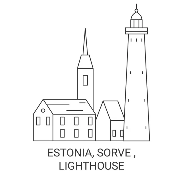 Estonia Sorve Lighthouse Travel Landmark Line Vector Illustration — Stock Vector