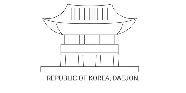 Kore Cumhuriyeti Daejon Seyahat Çizgisi Vektör Illüstrasyonu — Stok Vektör