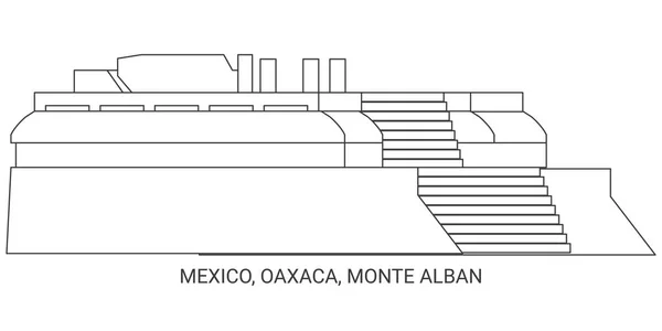 Meksyk Oaxaca Monte Alban Podróży Punkt Orientacyjny Linii Wektor Ilustracja — Wektor stockowy