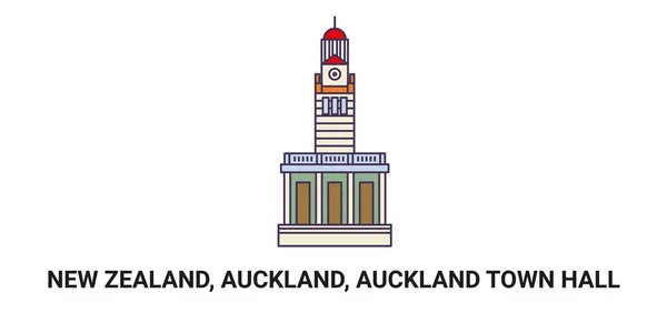 Neuseeland Auckland Rathaus Von Auckland Linienvektorillustration — Stockvektor