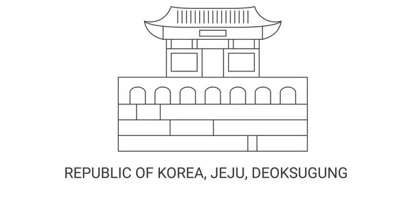 République Corée Jeju Deoksugung Illustration Vectorielle Ligne Repère Voyage — Image vectorielle