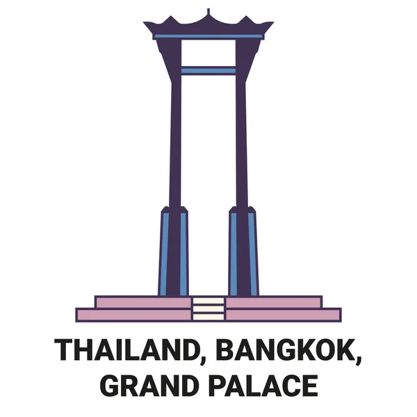 Thailand Bangkok Grand Palace Reizen Oriëntatiepunt Lijn Vector Illustratie — Stockvector