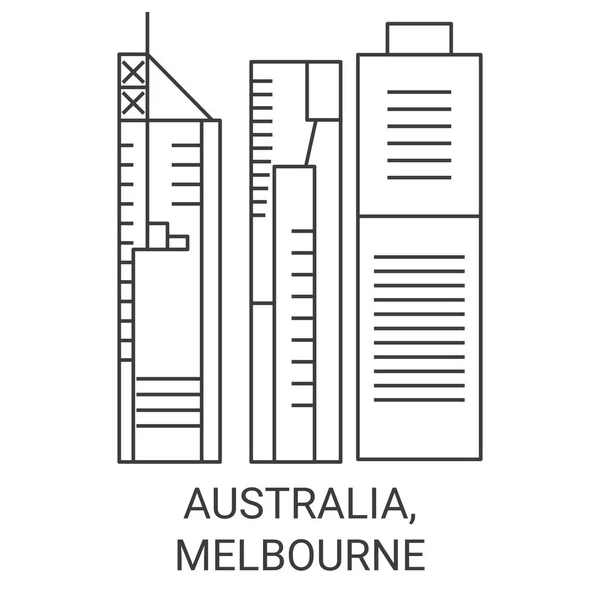 オーストラリア メルボルン旅行ランドマークラインベクトル図 — ストックベクタ