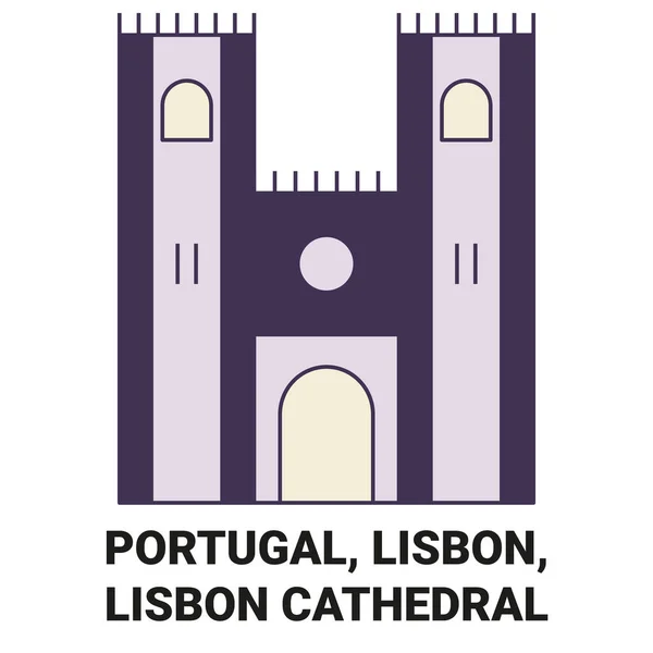 Portugal Lisboa Lisboa Catedral Viagens Marco Linha Vetor Ilustração — Vetor de Stock