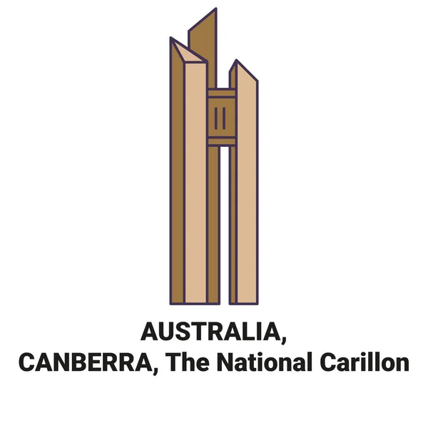 Australia Canberra Carillón Nacional Viaje Hito Línea Vector Ilustración — Vector de stock