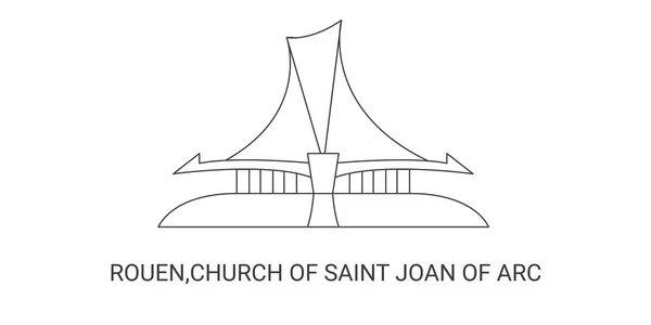 France Rouen Church Saint Joan Arc Travel Landmark Line Vector — 스톡 벡터