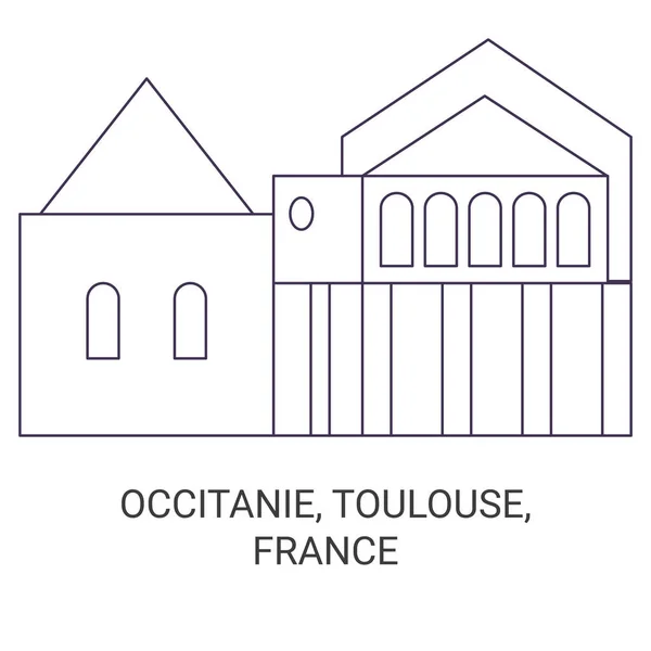 França Occitanie Toulouse Viagem Marco Linha Vetor Ilustração — Vetor de Stock