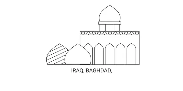 Irak Bağdat Seyahat Tarihi Vektör Çizgisi Çizimi — Stok Vektör