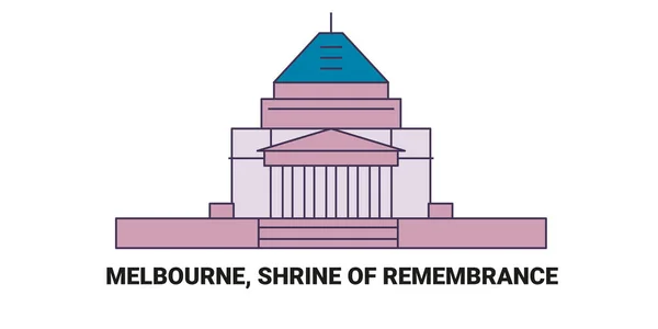 Australien Melbourne Schrein Der Erinnerung Reise Meilenstein Linienvektorillustration — Stockvektor