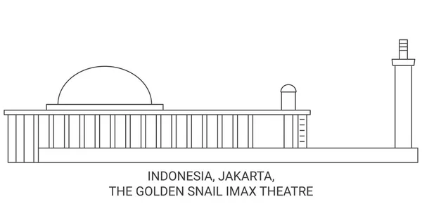 Indonesien Jakarta Die Goldene Schnecke Imax Theater Reise Meilenstein Linie — Stockvektor