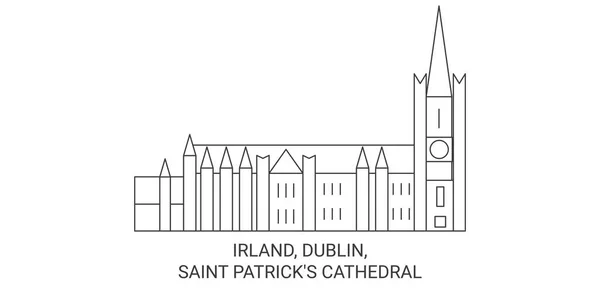 Irland Dublín Saint Patricks Catedral Viaje Hito Línea Vector Ilustración — Vector de stock