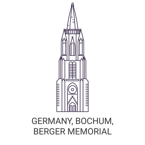Deutschland Bochum Berger Memorial Reise Meilenstein Linienvektorillustration — Stockvektor