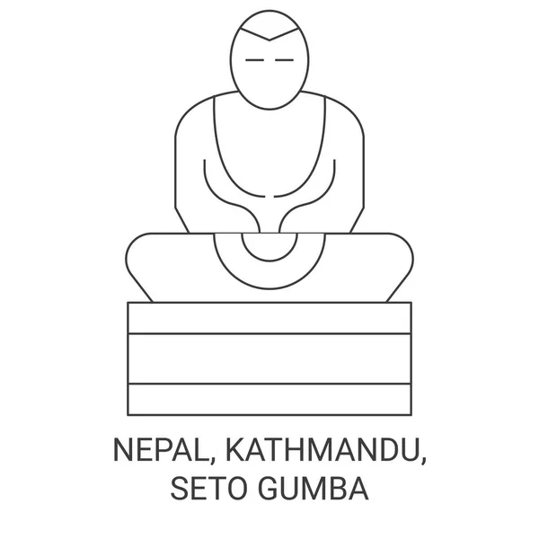 Nepal Kathmandu Seto Gumba Travel Landmark Line Vector Illustration — Stock Vector