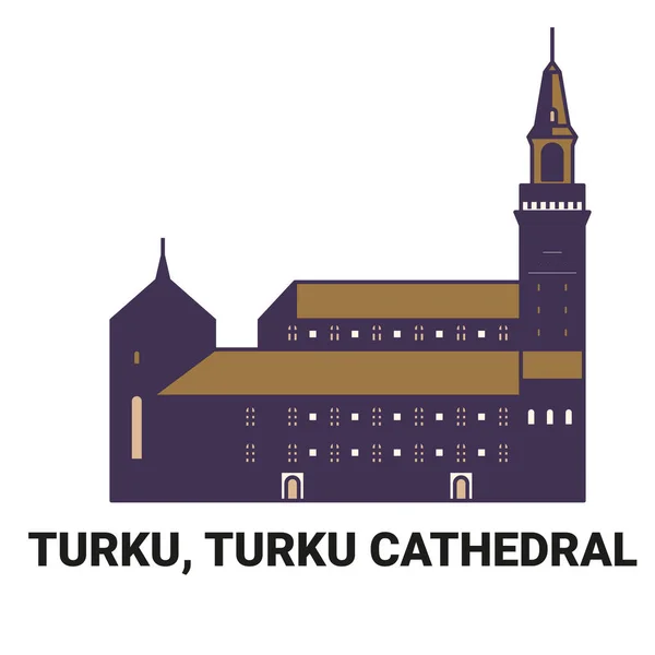 Finlandia Turku Turku Catedral Viaje Hito Línea Vector Ilustración — Archivo Imágenes Vectoriales